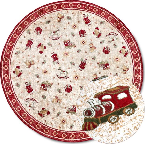 Červený kulatý koberec s vánočním motivem s příměsí bavlny ø 160 cm Toy's Delight Red Christmas – Villeroy&Boch