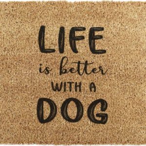 Rohožka z kokosového vlákna 60x90 cm Life Is Better With a Dog – Artsy Doormats