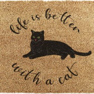 Rohožka z kokosového vlákna 60x90 cm Life Is Better With a Cat – Artsy Doormats