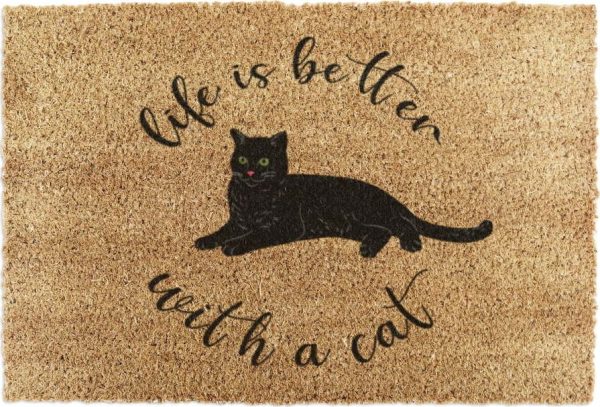 Rohožka z kokosového vlákna 40x60 cm Life Is Better With a Cat – Artsy Doormats