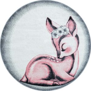 Světle růžovo-světle šedý dětský koberec ø 120 cm Bambi – Ayyildiz Carpets