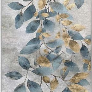 Pratelný běhoun ve světle modré a zlaté barvě 80x200 cm Golden Leaves – Mila Home