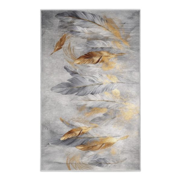 Pratelný koberec v šedé a zlaté barvě 120x180 cm Golden Feathers – Mila Home