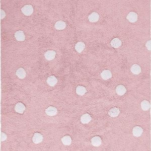 Růžový pratelný ručně tkaný bavlněný dětský koberec 120x160 cm Polka Dots Pink – Lorena Canals