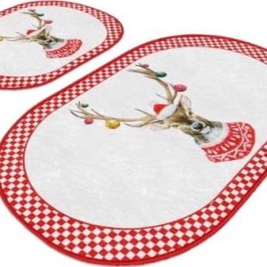 Červeno-bílé koupelnové předložky v sadě 2 ks 60x100 cm – Mila Home